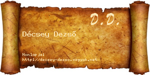 Décsey Dezső névjegykártya