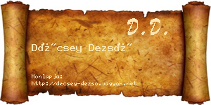 Décsey Dezső névjegykártya