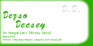 dezso decsey business card