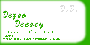 dezso decsey business card